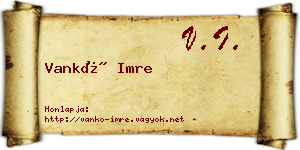 Vankó Imre névjegykártya